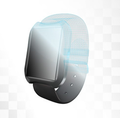 Wall Mural - black vector smart watch on a white background