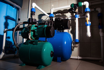 water centrifugal pump and motor line with pipe.