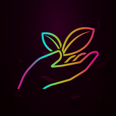 Aufkleber - leaf, organic, hand nolan icon Simple thin line, outline vector of Pollution icons for ui and ux, website or mobile application