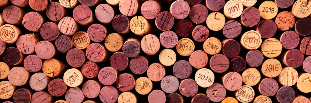 Wine corks panorama, shot from the top