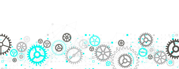 Abstract  technological background  with cogwheels and plexus effect. Vector