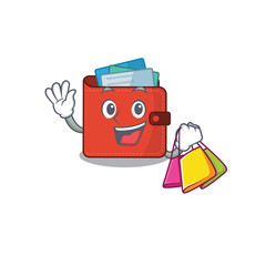 Sticker - wealthy card wallet cartoon character with shopping bags