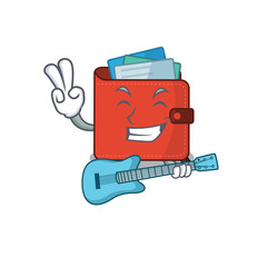 Poster - brilliant musician of card wallet cartoon design playing music with a guitar