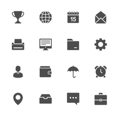 Poster - Business objects flat icons in gray