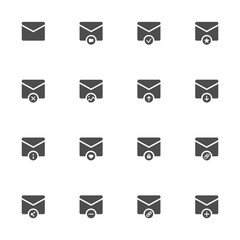 Poster - Mail operations  flat icons in gray