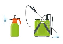 Garden Manual Plastic Sprayer, Manual And Knapsack. Weed Killers And Crop Performance Material. Pest Chemicals.