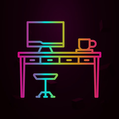 Aufkleber - Workplace, work table nolan icon Simple thin line, outline vector of Workplace icons for ui and ux, website or mobile application