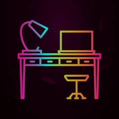 Aufkleber - Workplace, work table nolan icon Simple thin line, outline vector of Workplace icons for ui and ux, website or mobile application