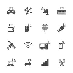 Poster - Wireless technology flat icons in gray