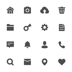 Poster - Different web flat icons in gray