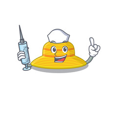 Canvas Print - Summer hat humble nurse mascot design with a syringe