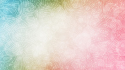 Wall Mural - Soft pastel rainbow textured bokeh background with mandala