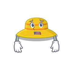 Sticker - Cartoon design style of summer hat having worried face