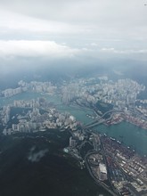 Aerial View Of Tsuen Wan Against Cloudy Sky