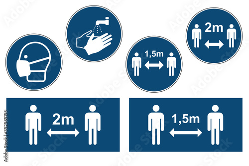 Cuadros en Lienzo social distance sign set for covid 19 corona virus information