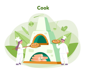 Wall Mural - pizzeria concept. chef cooking tasty delicious pizza. italian food.