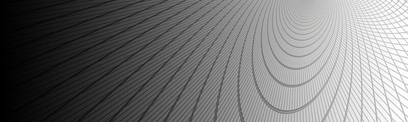 3d ILLUSTRATION, of black abstract mesh wire design background, triangular texture, wide panoramic for wallpaper, 3d black background mesh and net design