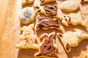 Pastries decorated with chocolate at Easter