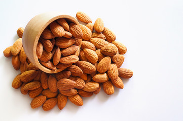 almonds isolated on white background