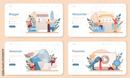 Cuadros en Lienzo Blogger web banner or landing page set. Sharing media content