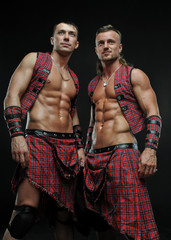 two models in kilt