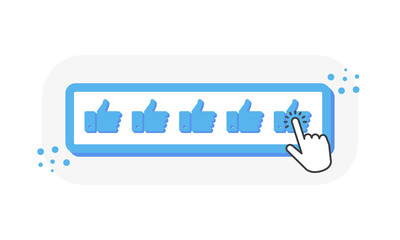 Poster - Five like 3D icons ratings, 5 hand shape with finger pointer isolated on white background. Vector