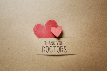 Wall Mural - Thank You Doctors message with handmade small paper hearts