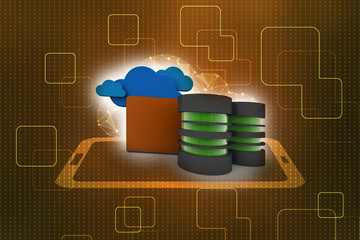 Poster - 3d rendering Folder connected to database