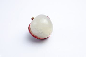 Wall Mural - Lychee peeled on a white background