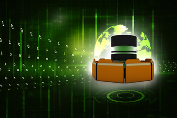 Aufkleber - 3d rendering Folder connected to database