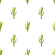 Watercolor hand drawn seamless pattern with green cactus isolated on white background.  Good for textile, wrapping paper, wallpaper, summer design etc.