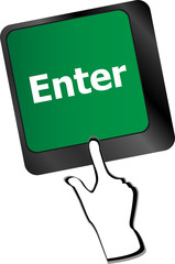 Poster - message on keyboard enter key, for online support concepts.