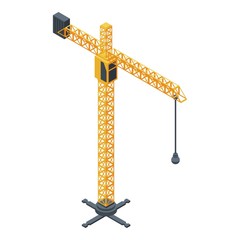 Poster - Tower building crane icon. Isometric of tower building crane vector icon for web design isolated on white background
