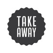 © Matias - Take away stamp. Sticker design. Takeaway food or coffee drink badge for restaurant delivery service.