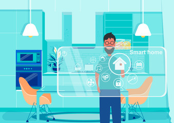 Poster - Person choose Smart home technology easy to control