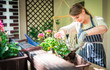 © leszekglasner - Woman planting flower on balcony at sunny spring day, home gardening