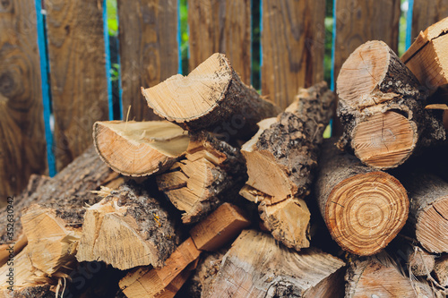 Fotografía Stacks of firewood in the sawmill