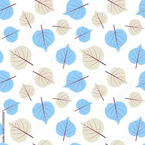 Seamless vector pattern of leaves in pastel colors. For the design of fabric,...