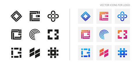 Wall Mural - set of linear icons for logos on the subject of wallets, purchases, coins. collection of abstract sy