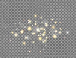 Wall Mural - glitter glowing light effect. bright golden stars explosion with sparkles on transparent background.