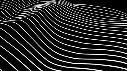 Poster - Digital white wave at black background abstract title blurred animation of particle seamless.