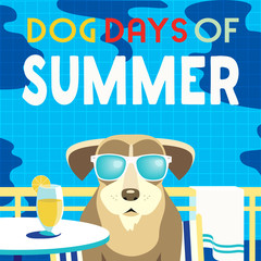 Wall Mural - Dog days of summer comic cartoon vector poster