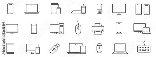 Fotografía Device and technology line icon set