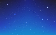 Space Blue Background. Cosmos Neutral Texture With White Shining Stars. Magic Stardust Universe. Starry Color Galaxy. Beautiful Cosmic Night. Vector Illustration