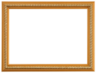 Wall Mural - .Golden photo frame highlighted on a white background