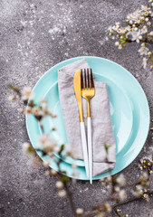 Poster - Spring table setting with blooming branch