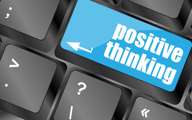 Poster - positive thinking button on keyboard - social concept