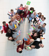 © ASDF - Top view of people with flags standing in circle