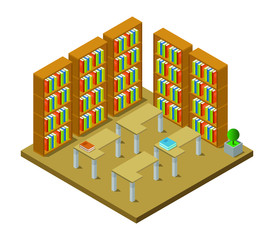 Wall Mural - isometric library room