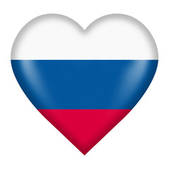 Fototapete - Russia flag heart button isolated on white with clipping path